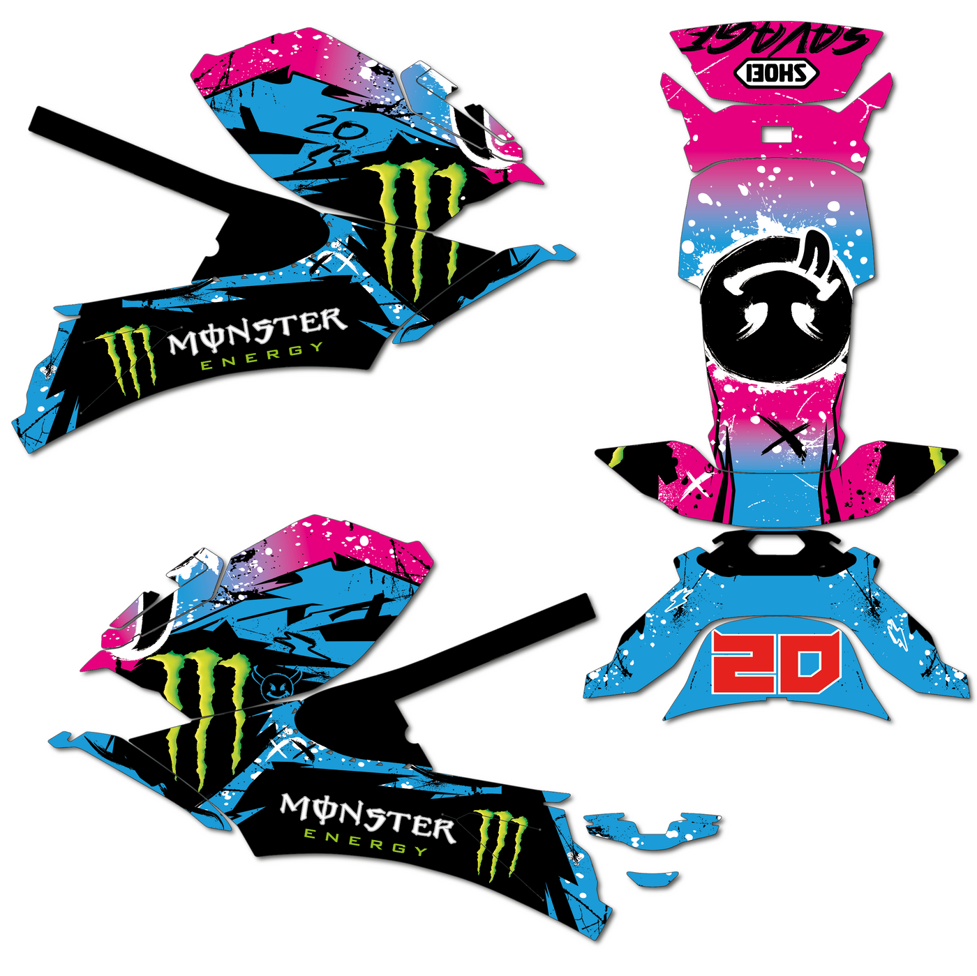 KIT DECO CASQUE 2 QUARTARARO BLEU ROSE