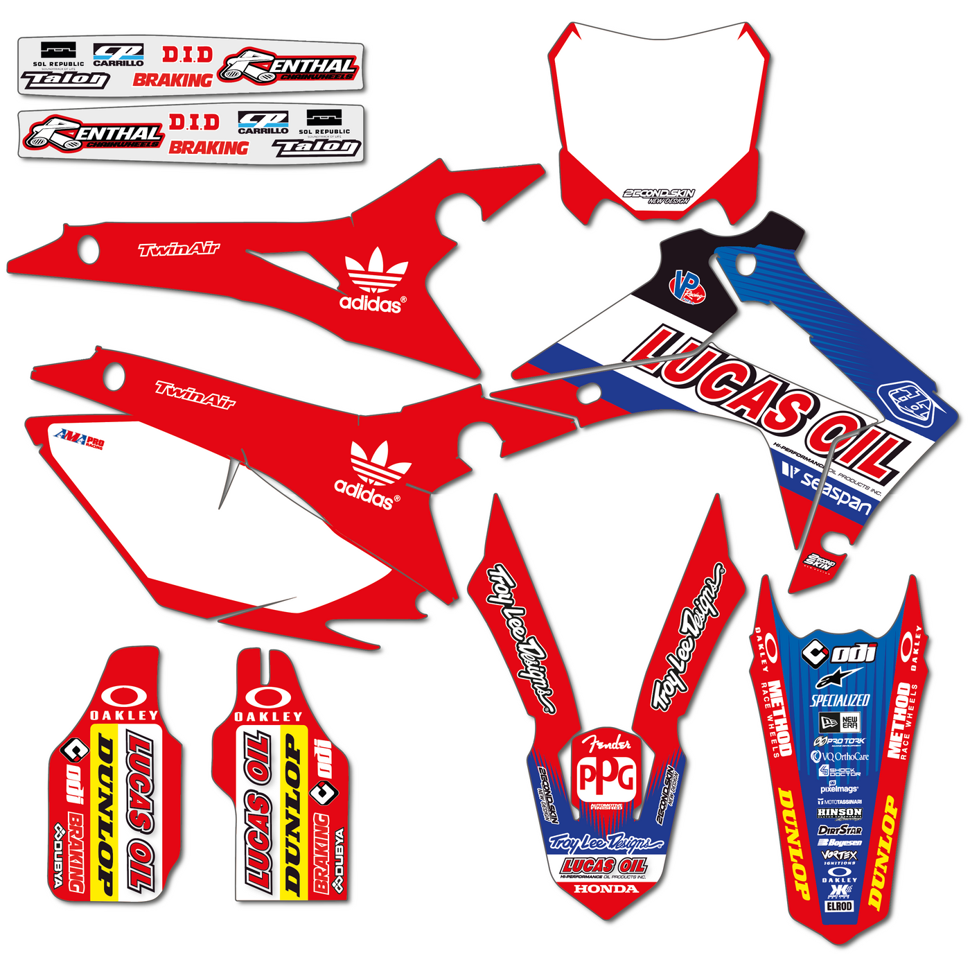 KIT DECO HONDA 12 LUCAS OIL RED BLUE