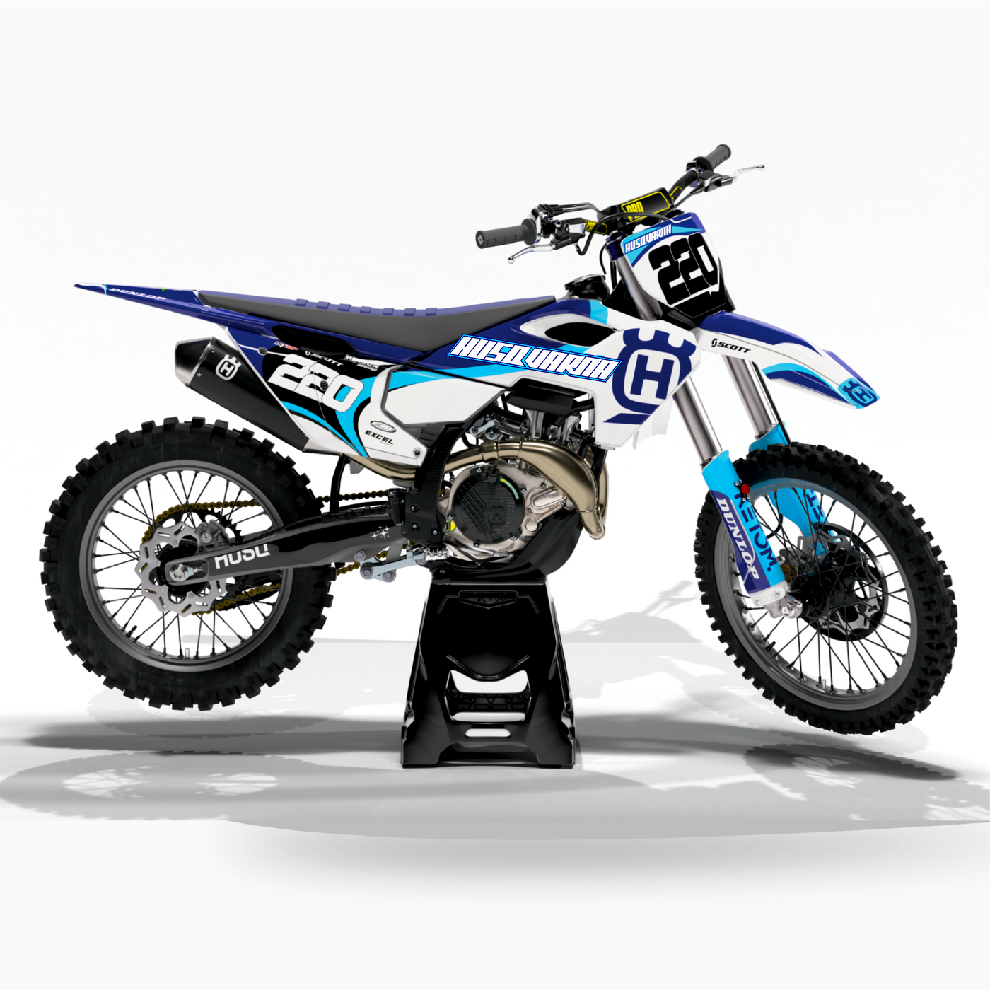 KIT DECO HUSQVARNA 4 BLEU CIEL BLANC