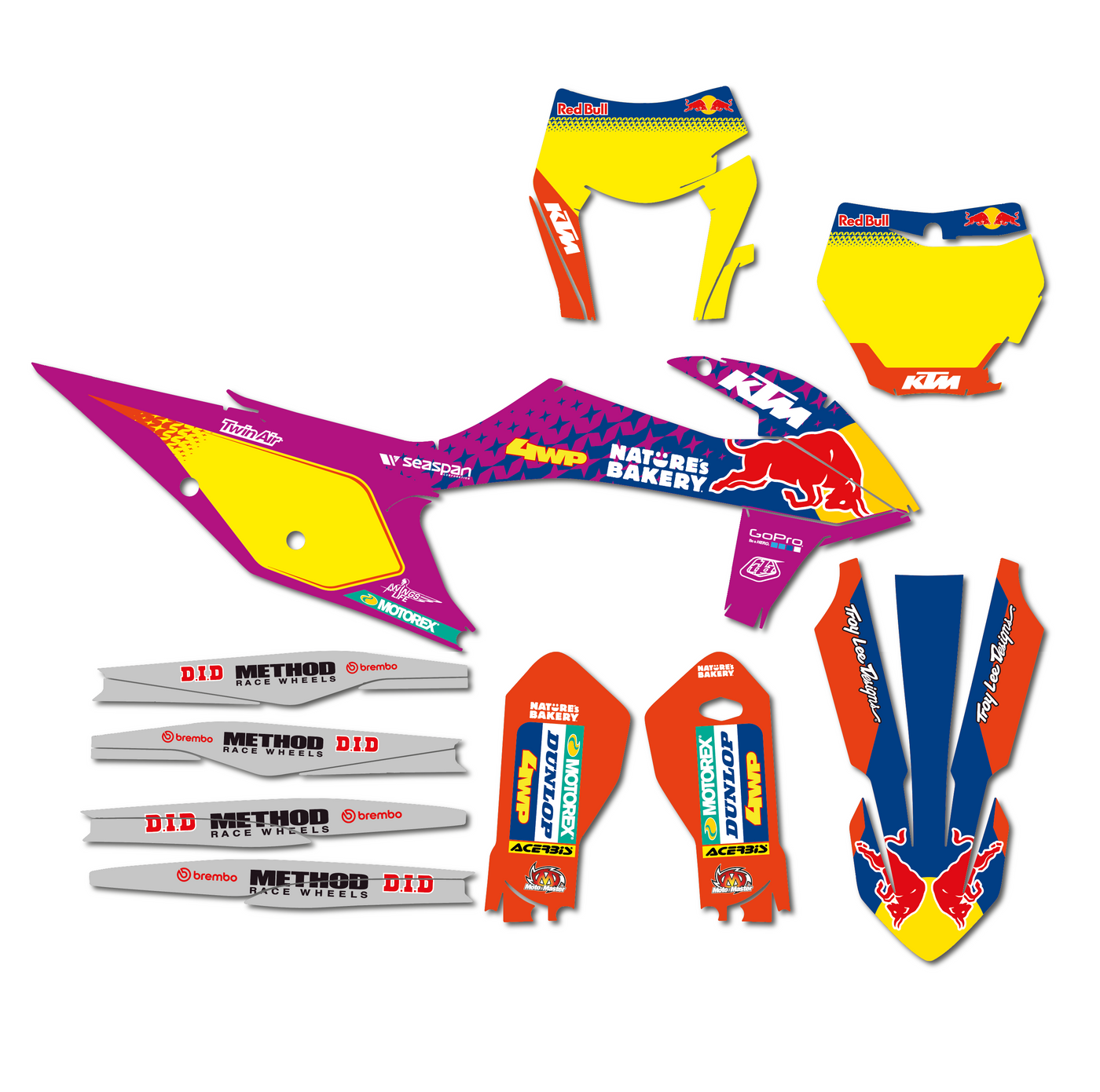 KIT DECO ORIGINE KTM TROY LEE DESIGNS EDITION PURPLE VIOLET