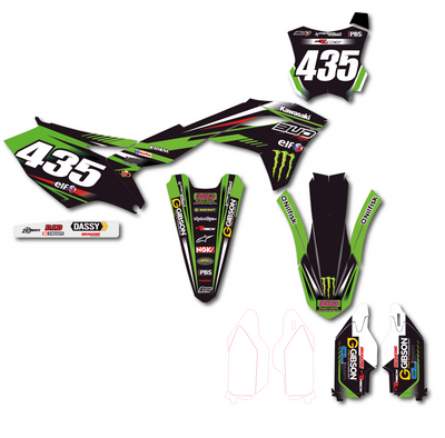 KIT DECO KAWASAKI 20 BUD MONSTER VERT NOIR ROUGE